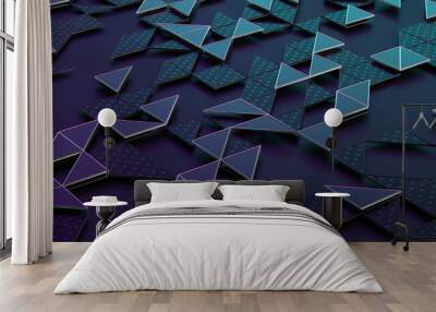 Abstract 3d rendering of geometric surface. Composition with triangles. Futuristic modern background design for poster, cover, branding, banner, placard. Wall mural