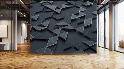 Abstract 3d rendering of geometric surface. Composition with triangles. Futuristic modern background design for poster, cover, branding, banner, placard. Wall mural