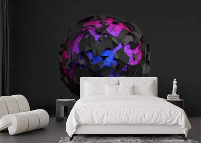 Abstract 3d rendering of polygonal sphere. Futuristic modern background design for poster, cover, branding, banner, placard. Wall mural