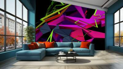 Abstract 3d rendering of random geometric shapes. Futuristic modern background design for poster, cover, banner, placard Wall mural