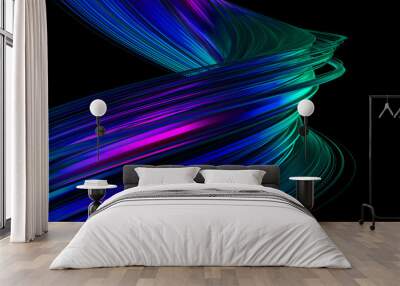 Abstract 3d rendering of twisted lines. Modern background design, illustration of a futuristic shape Wall mural