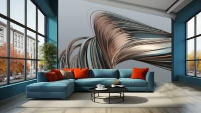 Abstract 3d rendering of twisted lines. Modern background design, illustration of a futuristic shape Wall mural