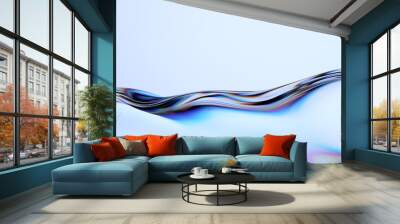 Abstract background design, wavy iridescent shape, 3d render Wall mural