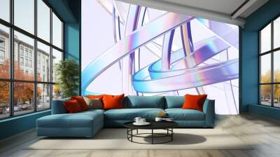 Abstract background with rounded lines, 3d render Wall mural