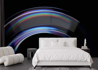 Abstract colorful shape, dark background design, 3d render Wall mural