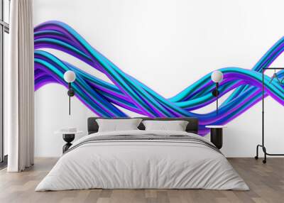 Abstract curved lines, 3d render Wall mural