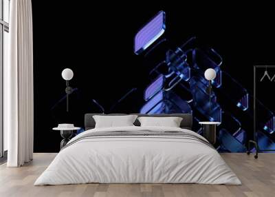 abstract geometric blocks on black background, 3d render Wall mural