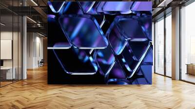 Abstract geometric blocks on dark background, 3d render Wall mural