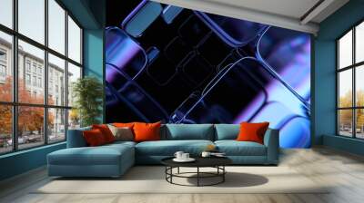 Abstract geometric blocks on dark background, 3d render Wall mural