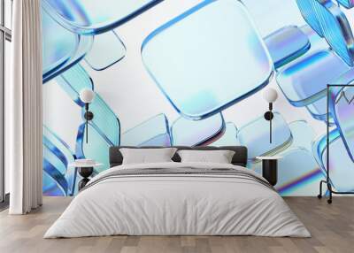 Abstract geometric blocks on white background, 3d render Wall mural