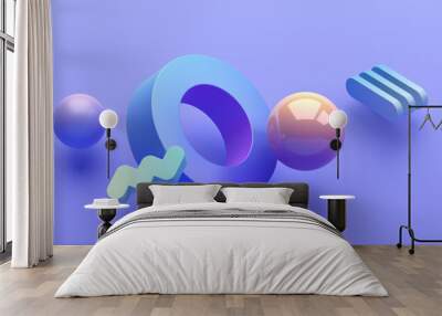 Abstract geometric composition, background design, 3d render Wall mural