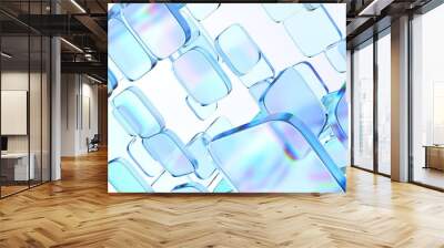 Abstract glass blocks, geometric background design, 3d render Wall mural