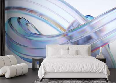 Abstract glass shape on light background, 3d render Wall mural