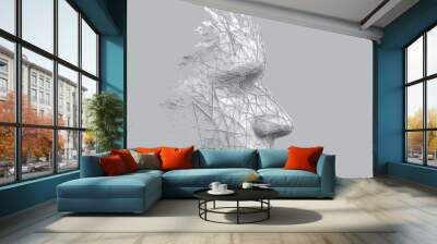 Abstract polygonal human face, 3d illustration of a cyborg head construction, artificial intelligence concept Wall mural