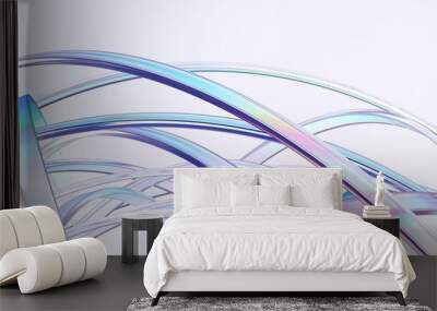 Abstract rounded lines on light background, 3d render Wall mural