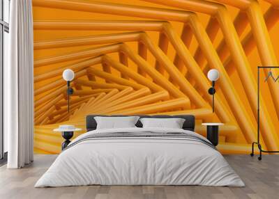 Abstract structure, yellow background design, 3d render Wall mural