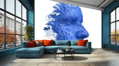 Blue futuristic face, 3d render Wall mural