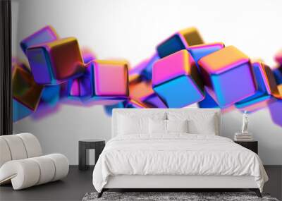 Colorful cubes, 3d render Wall mural