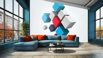 Composition of 3d cubes. Wall mural