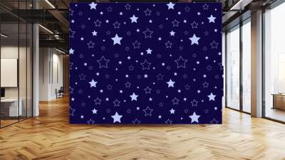 A set of seamless patterns with stars. The starry night sky. 1000x1000, Vector graphics. Wall mural