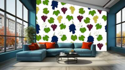 Fruits, berries doodle. Healthy food background. A set of seamless pattern with grapes, vector graphics, 1000x1000. Wall mural