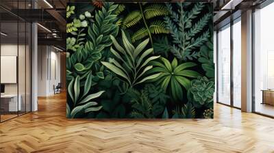 Leaves and plants background texture Wall mural