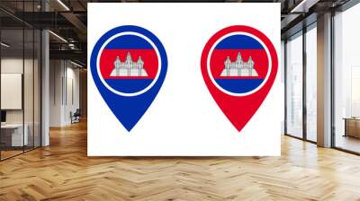 Cambodia flag location icon set Wall mural