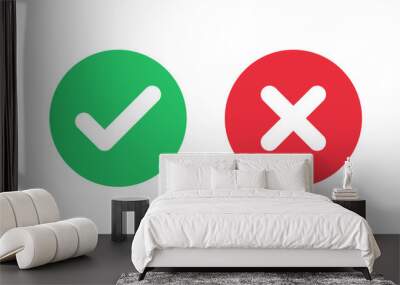 Check mark and cross mark icons Wall mural