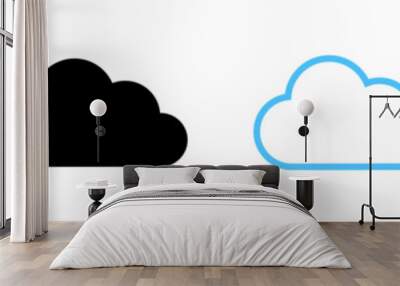 Cloud icon set Wall mural