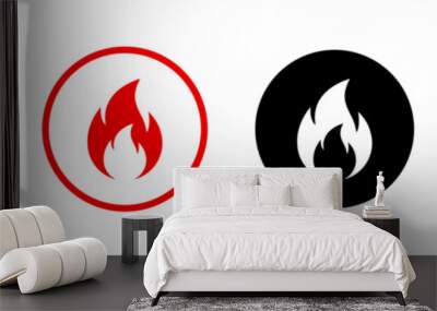 Fire icon set Wall mural