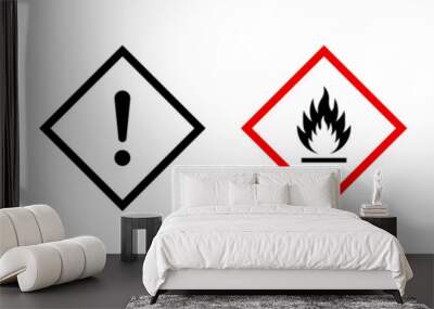 Flammable warning sign set Wall mural