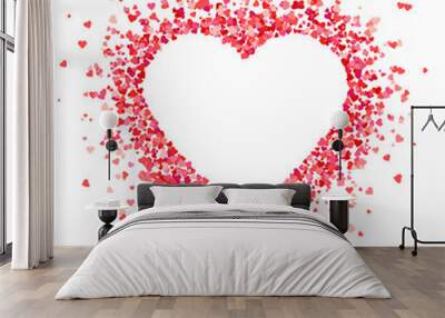 Heart shape background with red hearts Wall mural