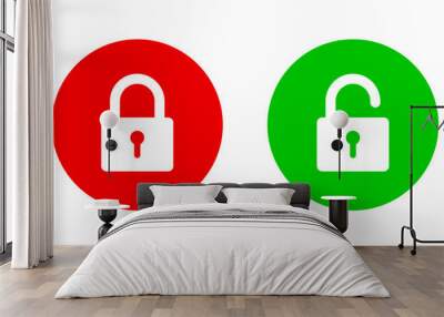 Locked and unlocked lock icon Wall mural