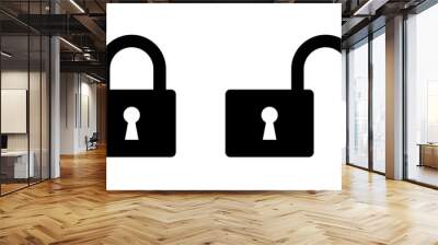 Locked and unlocked lock icon Wall mural