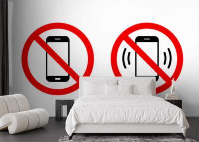 No phone calls sign set Wall mural