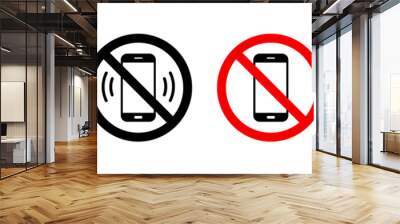 No phone calls sign set Wall mural