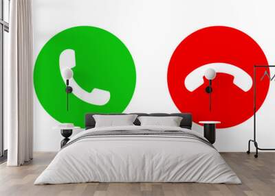 Phone call icon accept and decline Wall mural