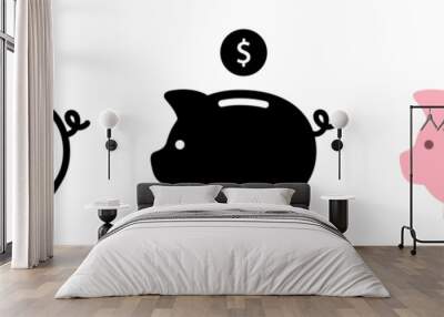 Piggy bank with dollar coin set Wall mural