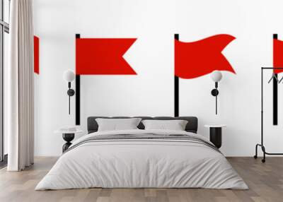 Red flag icon set Wall mural