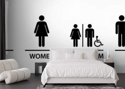 Restroom, toilet signs Wall mural