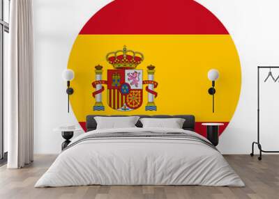 Round Spain flag icon Wall mural