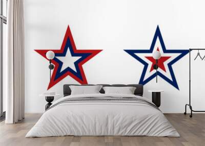 USA star icon set Wall mural