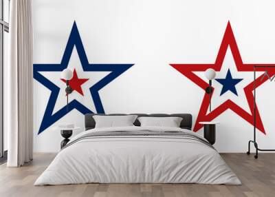 USA star icon set Wall mural