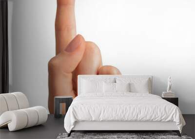 Index finger pointing up, showing something, isolated on white Wall mural