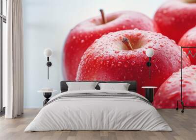 juicy apples on a clean, bright white background. The focus is on the vivid colors and detailed texture of the apples, with even lighting that highlights their freshness and Wall mural