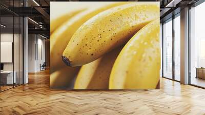 juicy bananas on a clean, bright white background. The focus is on the vibrant yellow color and detailed texture of the bananas, with even lighting that highlights their freshness Wall mural