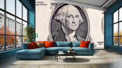 One dollar note. President Washington portrait closeup. US money, cash concept. Front side of one dollar bill. High quality photo Wall mural