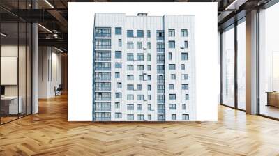 Stylish high-rise condo. Residential building, condominium apartment property block. Estate modern home facade, new development white rent exterior. City urban commercial house construction office Wall mural