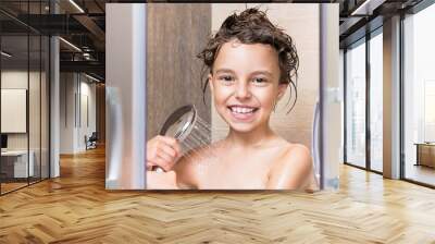 Little girl in bathroom Wall mural