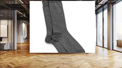 gray high socks on an isolated white background Wall mural